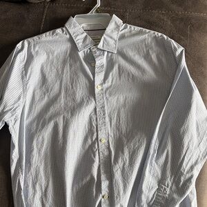 Jos. A. Bank White and Blue Patterned Button-Down Shirt